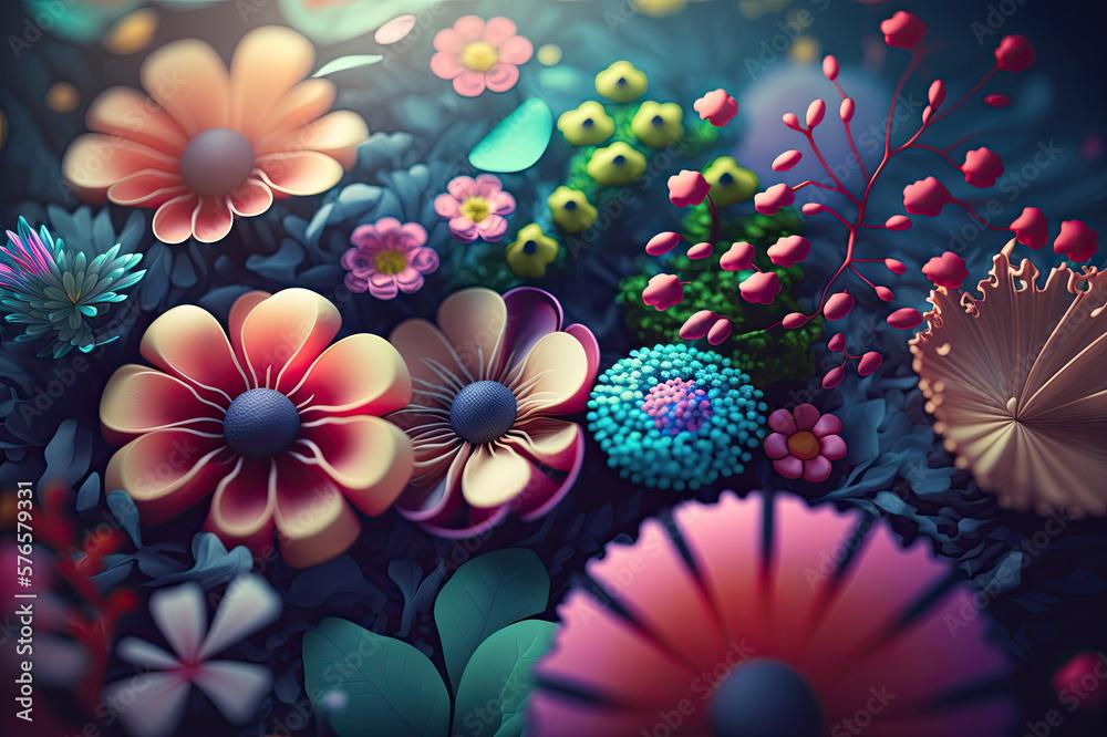 Colorful Abstract Spring Wallpaper With Flowers Generative Ai