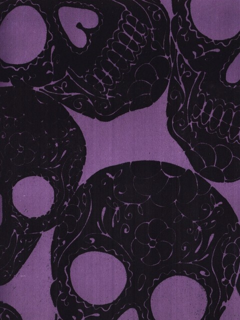Sugar Skull Purple Wallpaper Eclectic