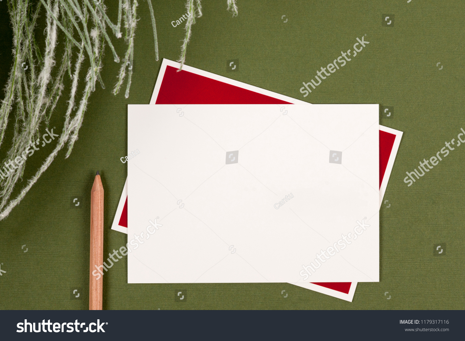 🔥 Free download Blank Notecard Pencil On Green Background Stock Photo