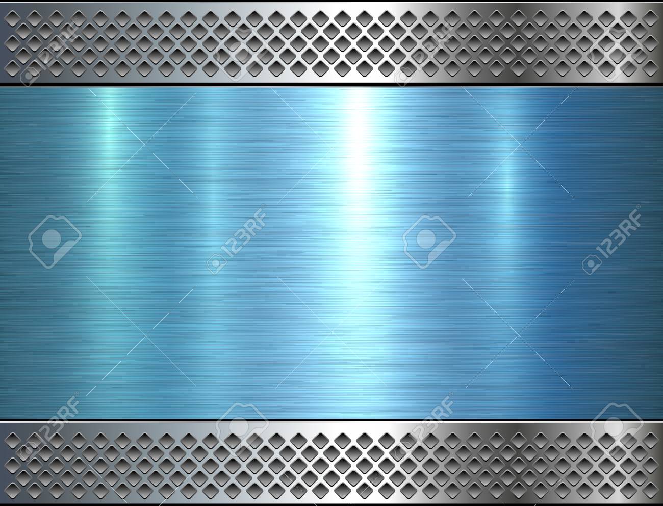 Metallic Background Blue Metal Perforated Texture Polished