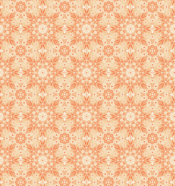 Tiled Medallion Orange Wall Art Contemporary Wallpaper By