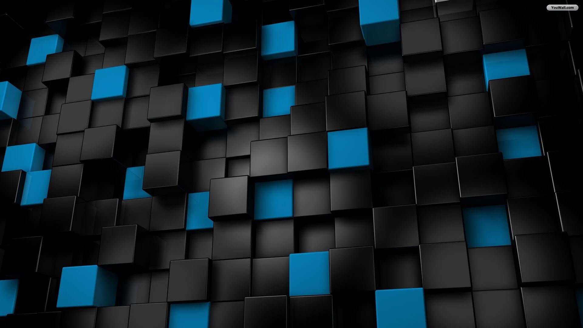 Black Blue Cube 3d Wallpaper And