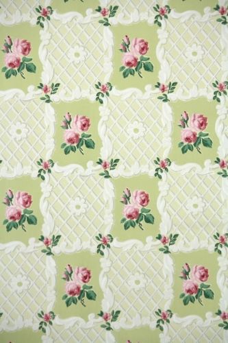 vintage wallpaper green with pink roses Wallpaper Pinterest 333x500