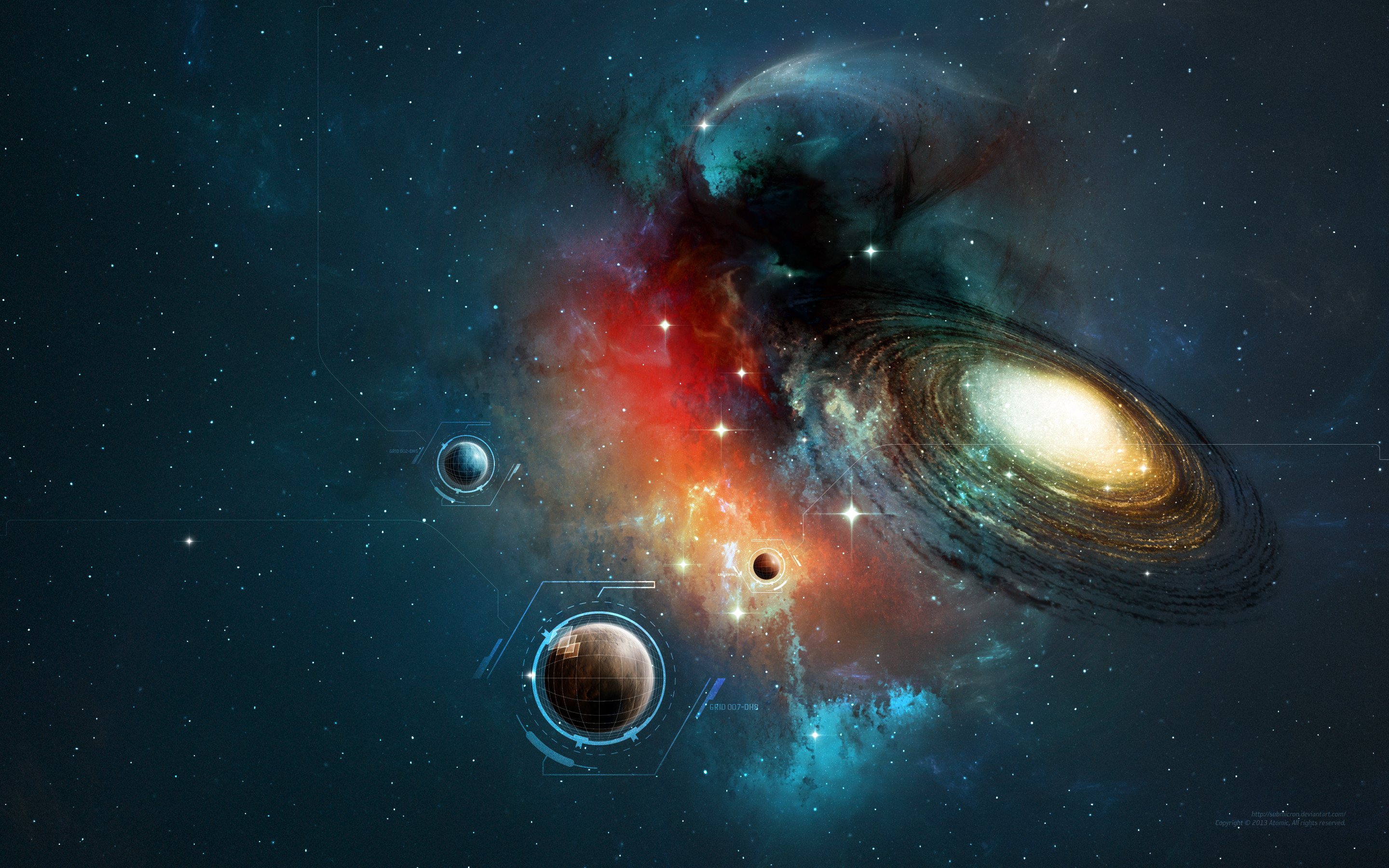 A breathtaking depiction of a spiral galaxy with planets in the foreground, suitable for an iPhone wallpaper