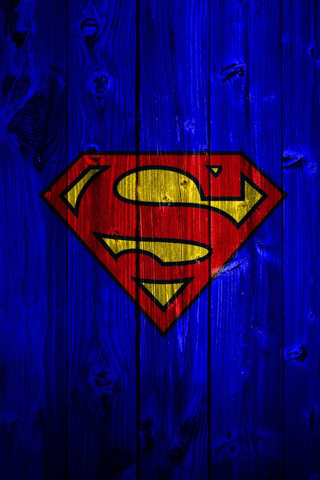 Blue Wood Superman Logo Wallpaper iPhone