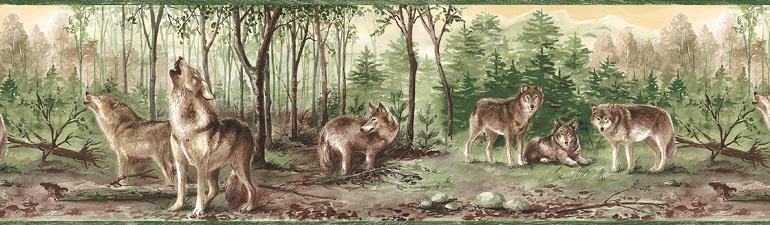 Details About Wolf Wolves In The Forest Wallpaper Border Tm75065
