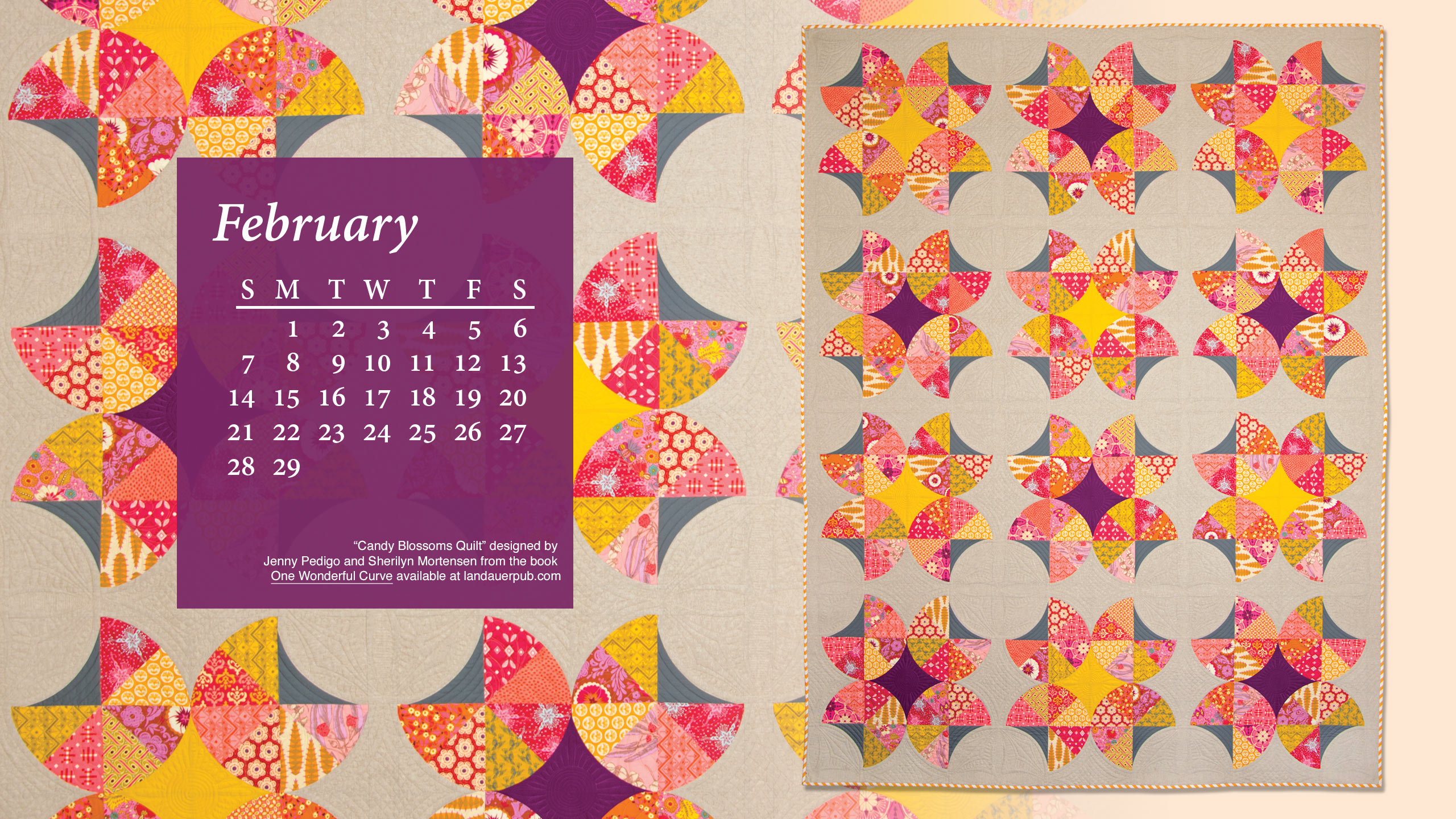 Quilt Calendar Puter Wallpaper February Books