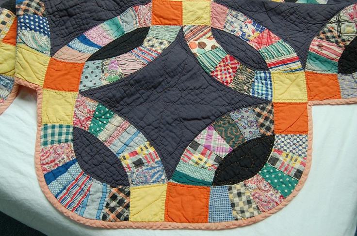 Depression Era Vintage Double Wedding Ring Quilt 19th Century Quilts