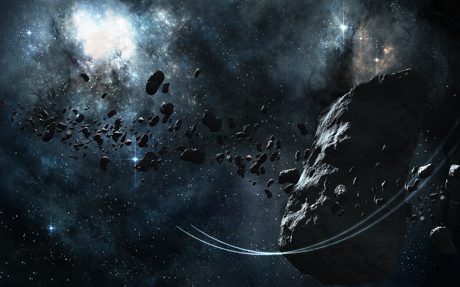 Premium Photo | Asteroid belt, awesome science fiction wallpaper, cosmic  landscape. elements of this image furnished by nasa