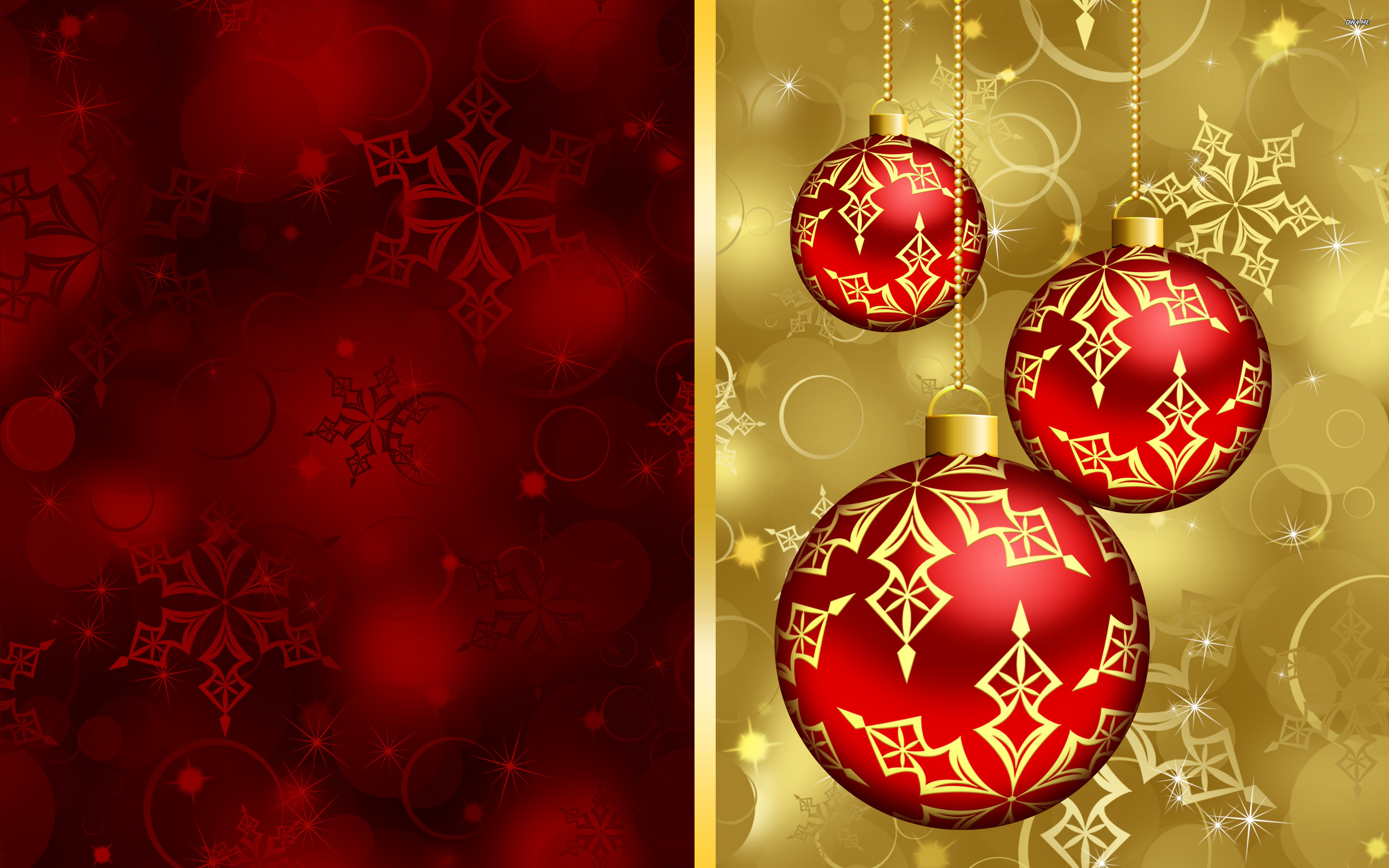 Red Christmas Baubles Wallpaper Holiday