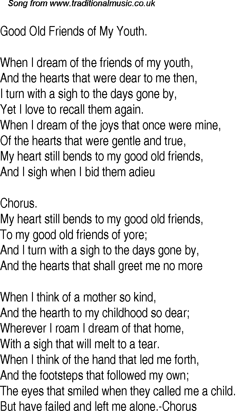 Lyrics For Good Old Friends Of My Youth Music Pdf