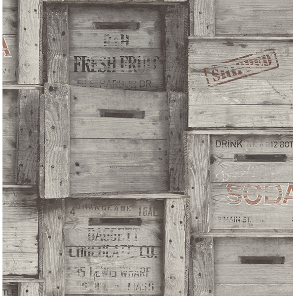 Distressed Wood Grey Crates Wallpaper By A Streets Prints