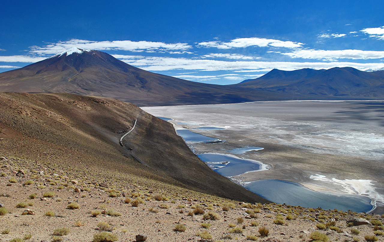 Image Bolivia Salar De Uyuni Altiplano Nature Mountains Lake