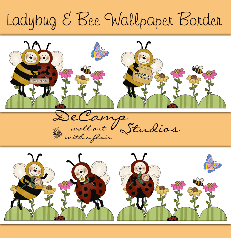 Bee Ladybug Wallpaper Border Wall Decals Baby Girl Nursery Decor