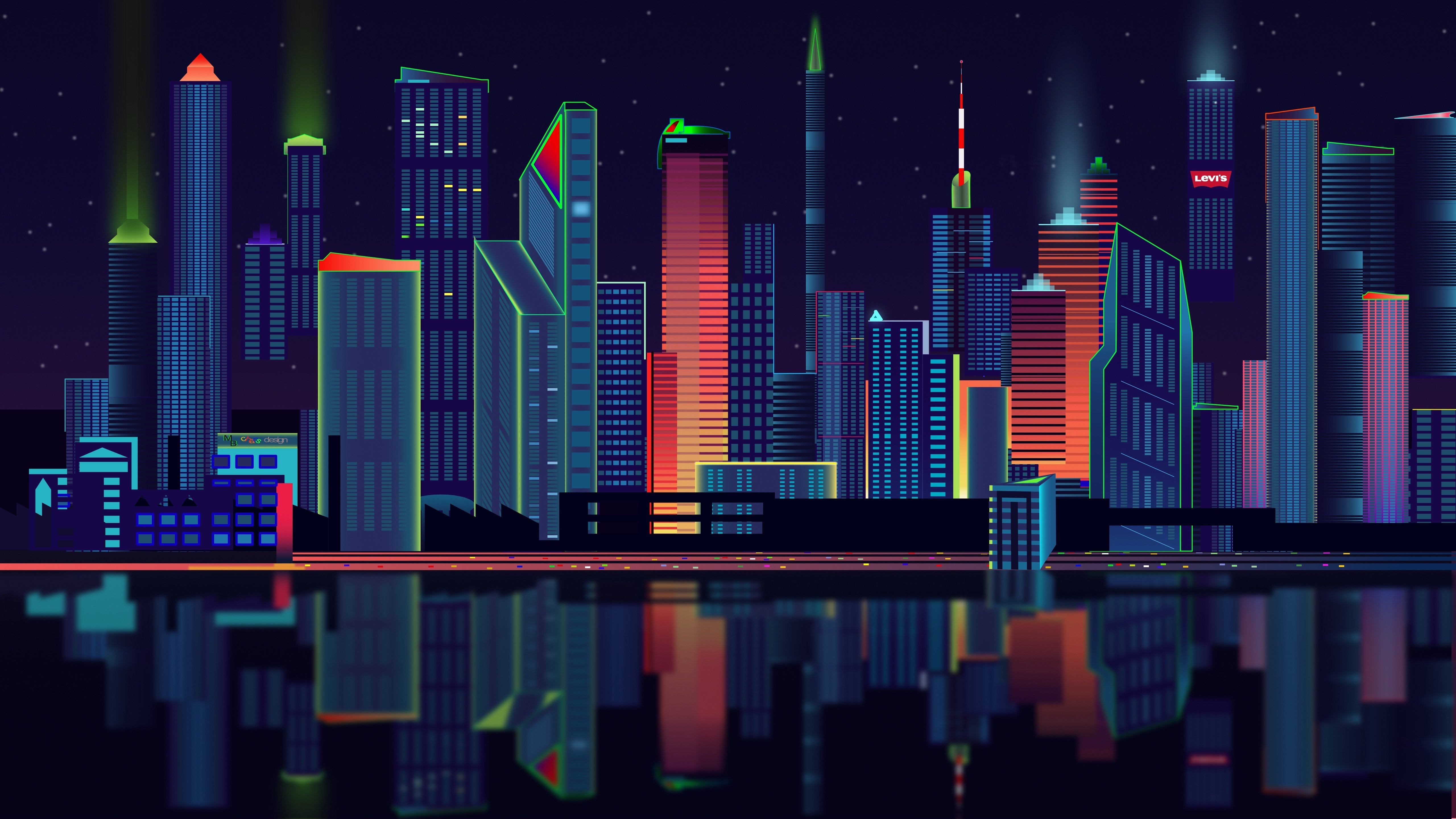 City Vector Panorama 4k Wallpaper