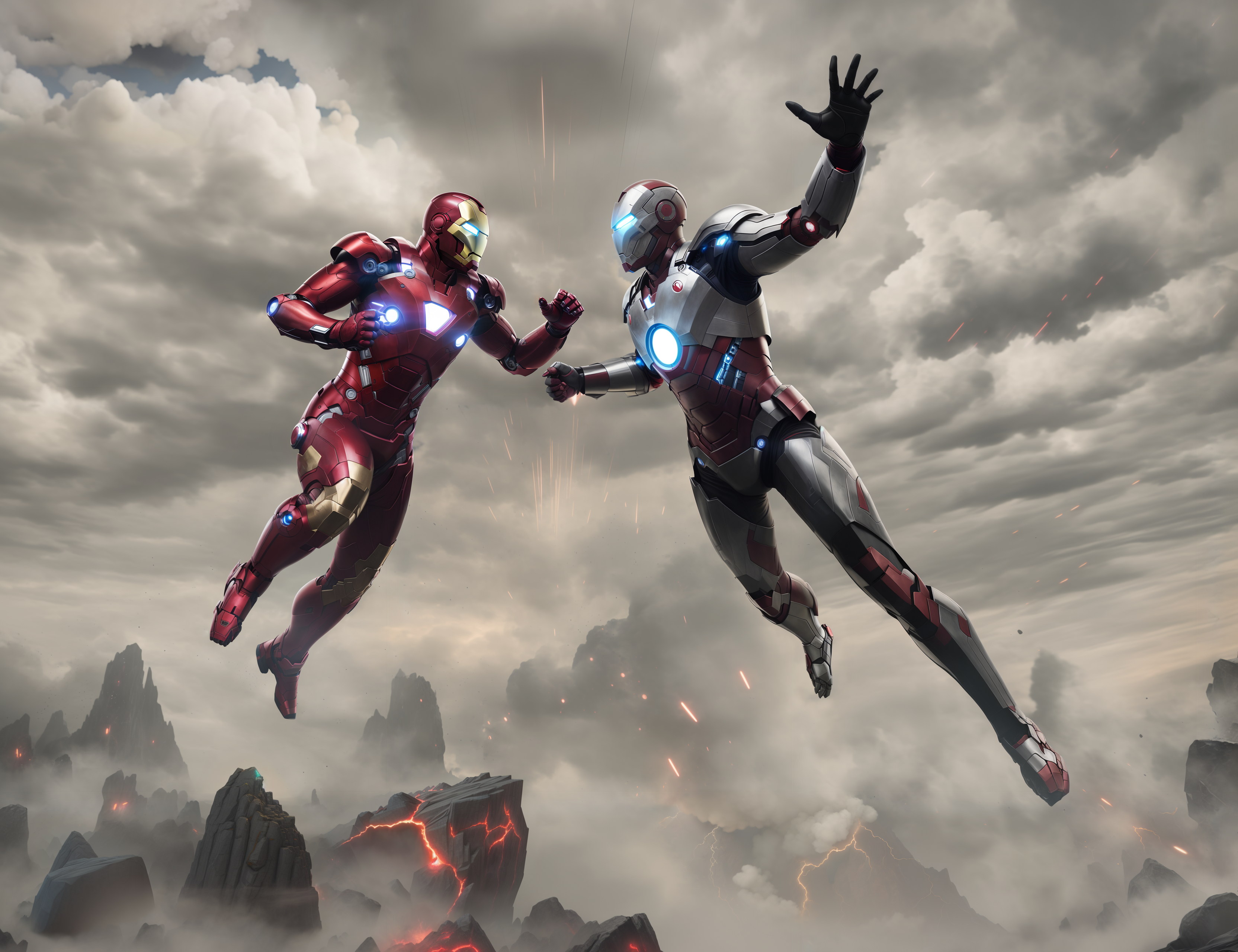 Iron Man Fighting A Dark Version Of Himself R Stablediffusion