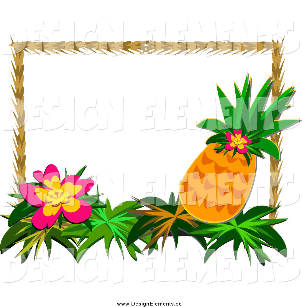 Clip Art Of A Tropical Flower And Pineapple Border By Bpearth