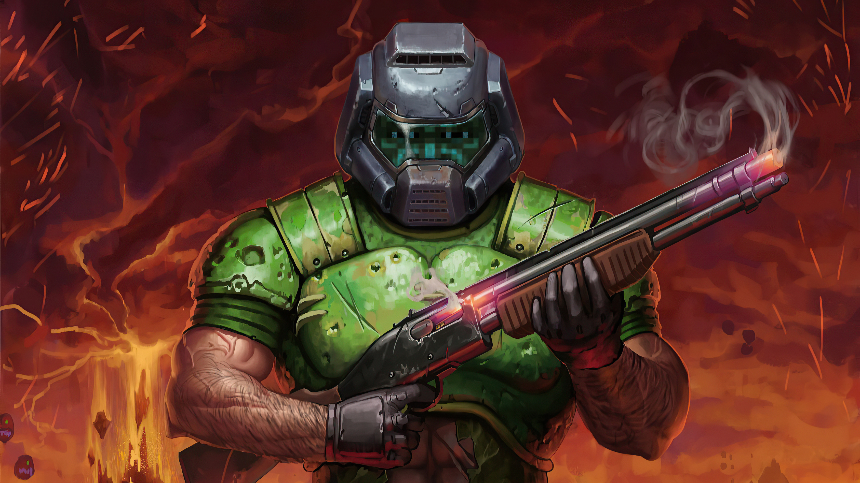 Shotgun Warrior Video Game Doom HD Wallpaper By Dmitriy Druzhkov