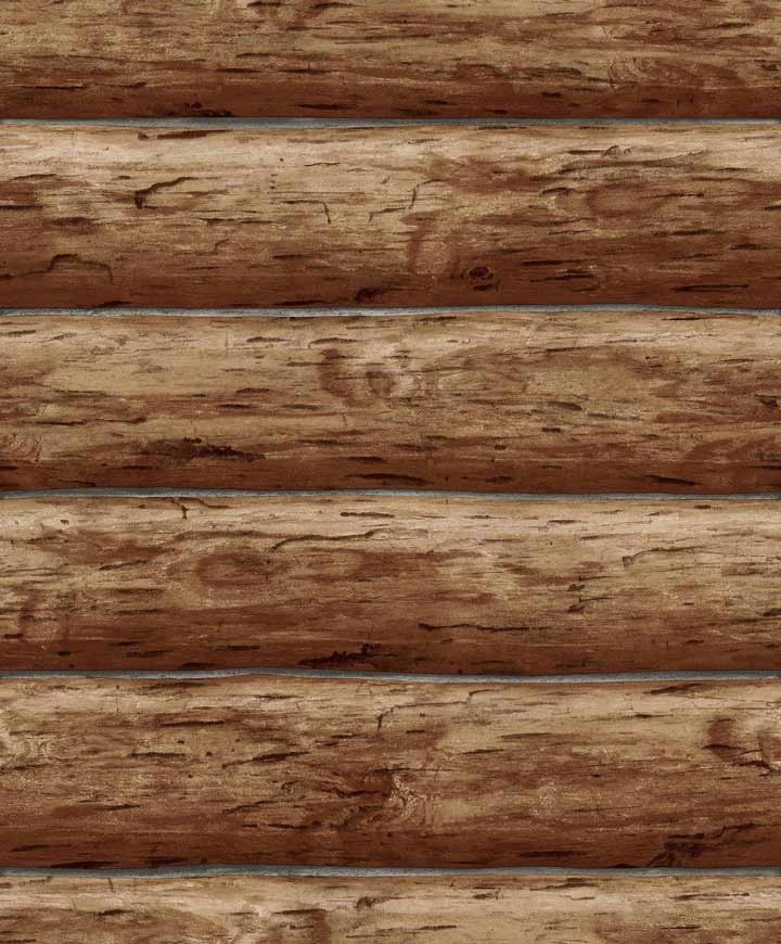 Details about Wallpaper Designer Rustic Log Cabin Brown Wood Log Wall