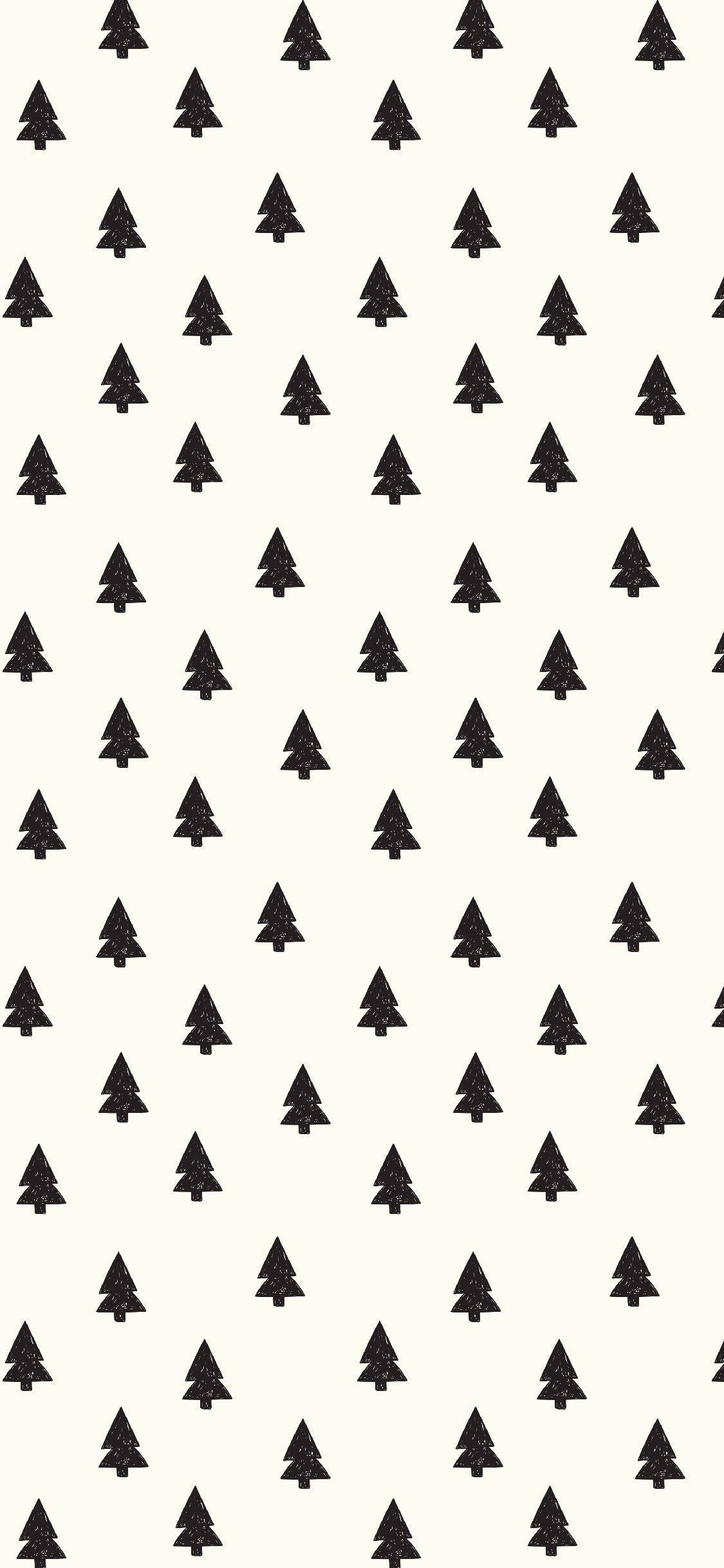 Simple Cute Christmas iPhone Black Trees Wallpaper