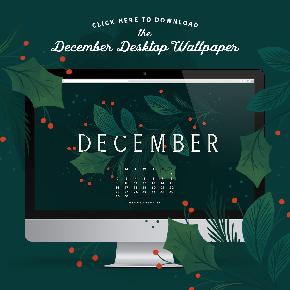 December Illustrated Desktop Wallpaper Paper Raven Co