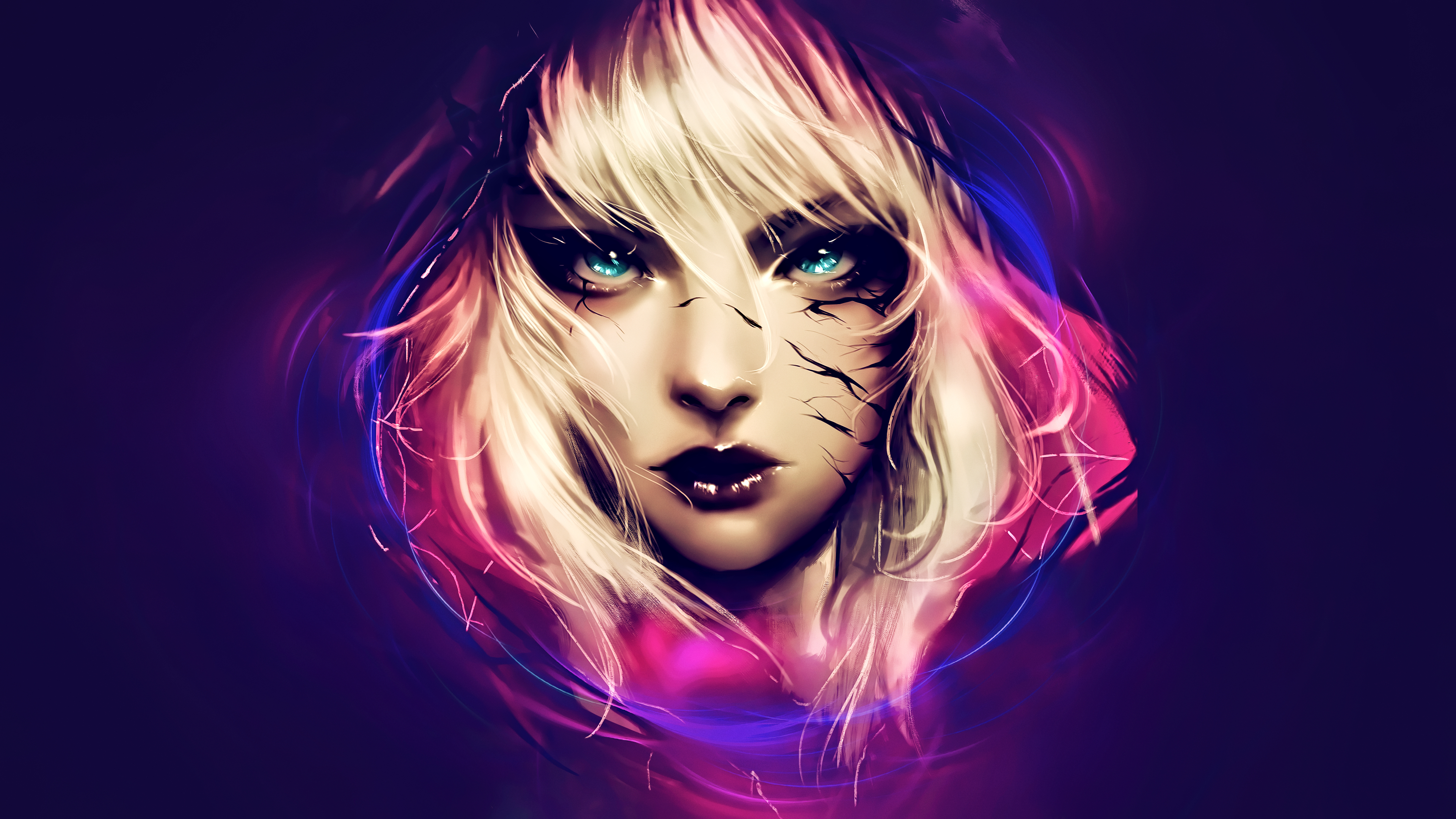 Fantastic Girl With Blue Eyes Art Desktop Wallpaper