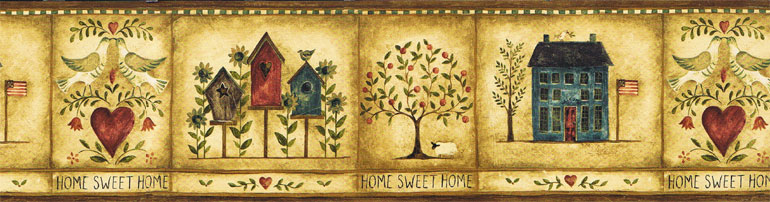 Americana Home Sweet Birdhouses Wallpaper Border Nc76749