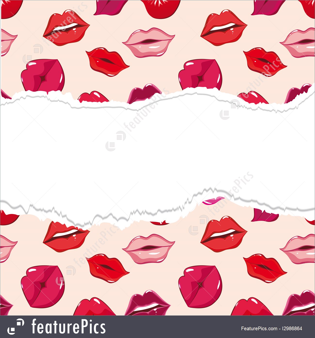 Torn Seamless Pattern Print Of Lips