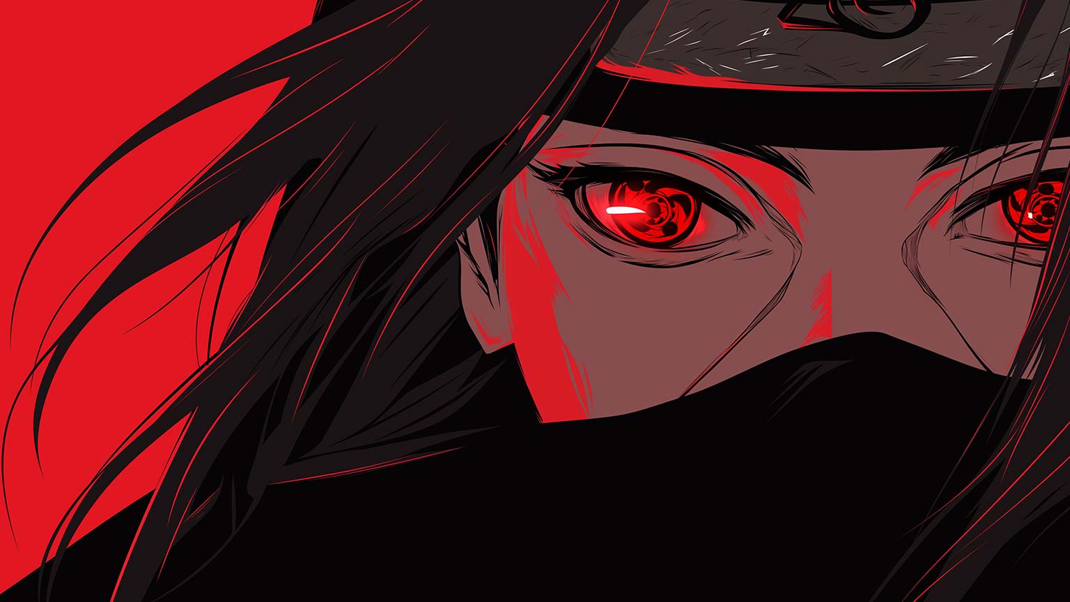 Itachi Uchiha Sharingan Dark Desktop Wallpaper