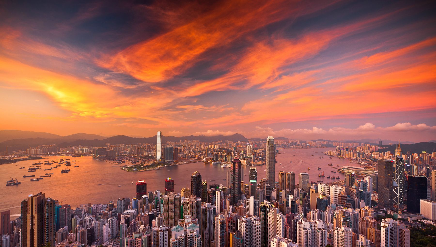 Download wallpapers Hong Kong in evening, 4k, metropolis, skyline,  skyscrapers, modern buildings, asian cities, China, Hong Kong, Asia for  desktop free. Pictures for desktop free