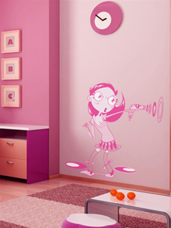 Cute And Funky Sticker Wallpaper Kids Room Decoration Design Idea from