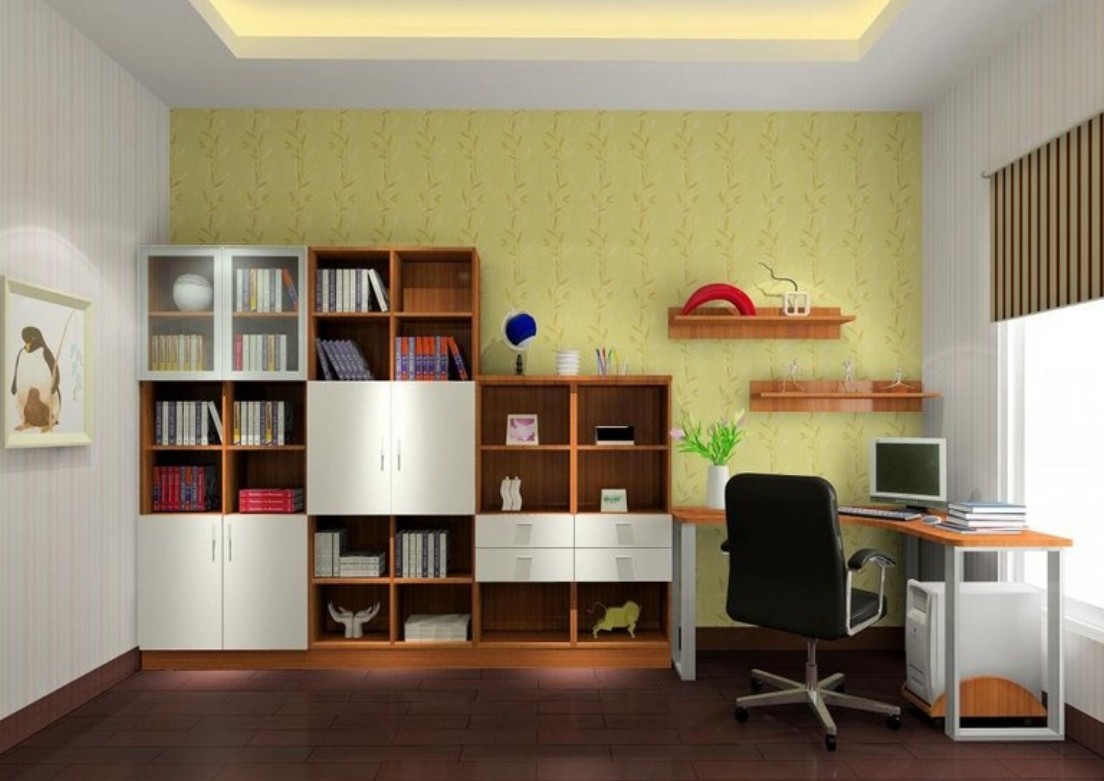 Study Room 3d Yellow Wall Paper House