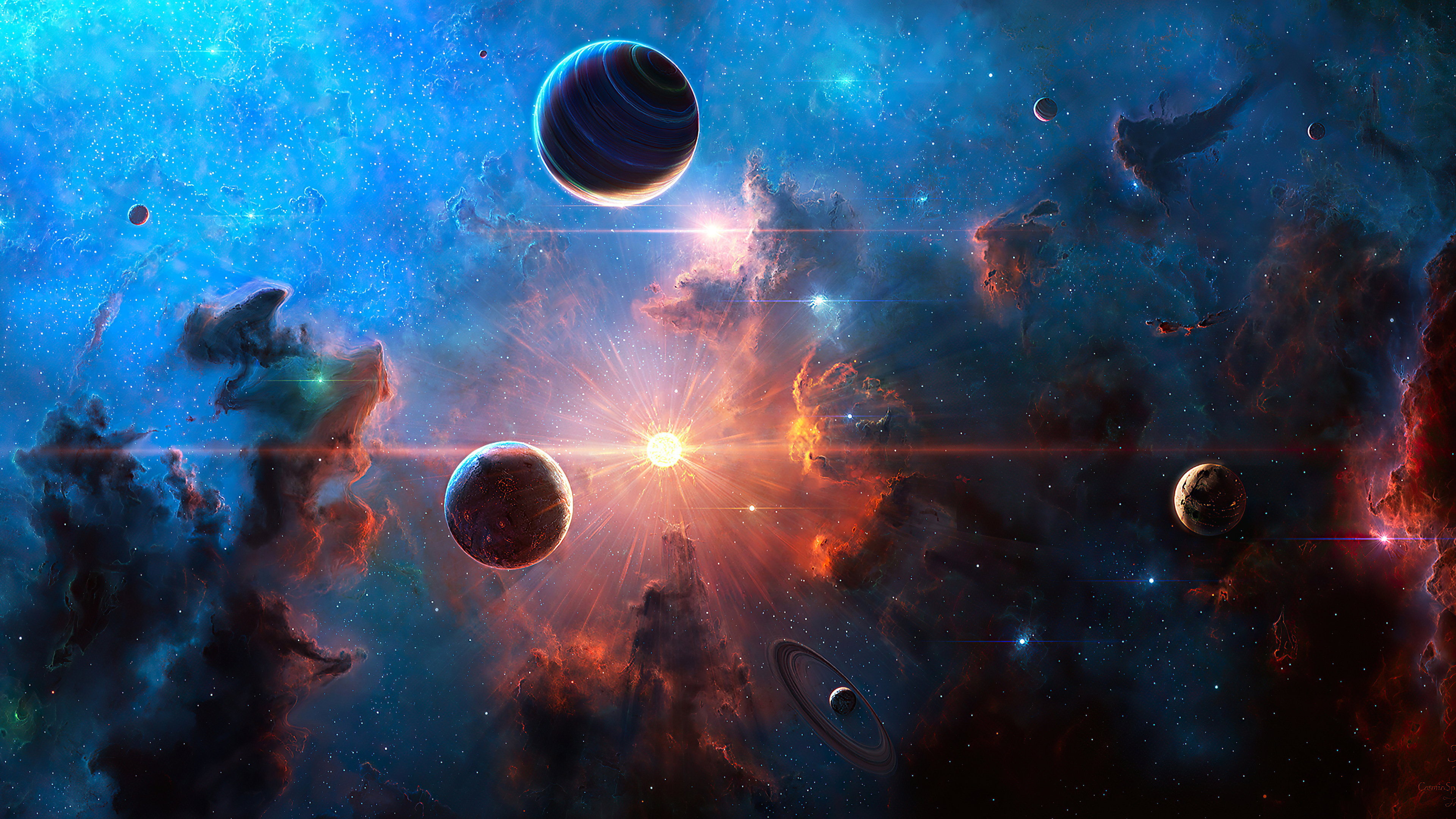 Neblua Space Planet Art 4k Hd Wallpaper Image