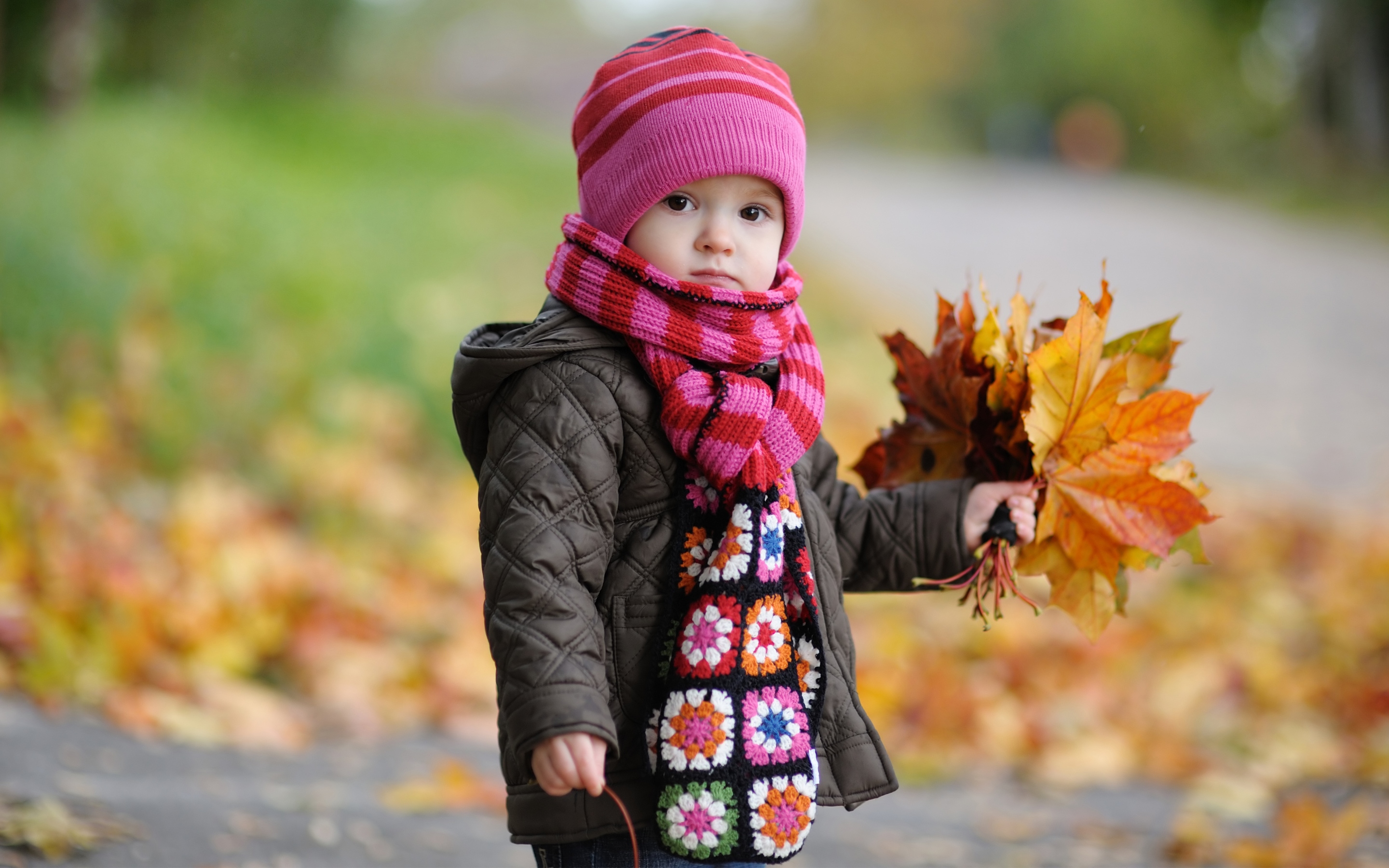 Cute Baby In Autumn Wallpaper Hd