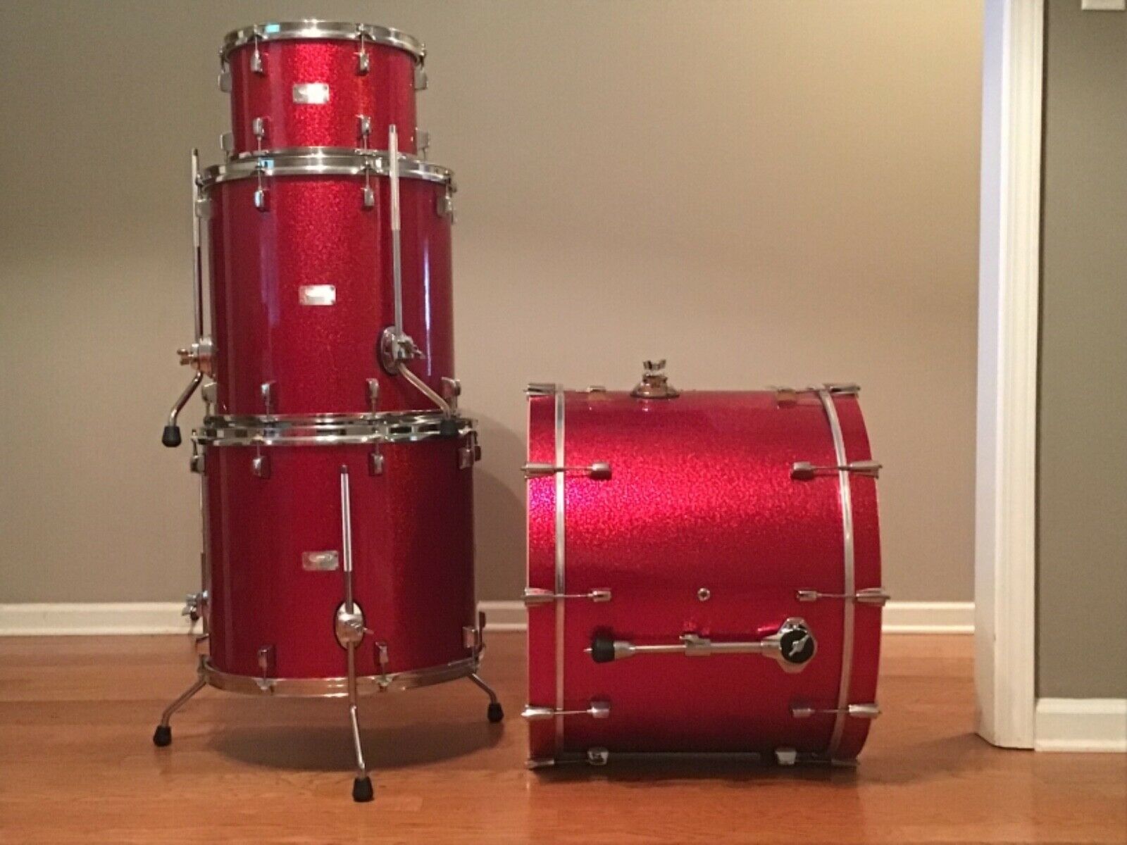 Sonor 4pc Be Bop Drum Set Red Galaxy Sparkle For Sale Online