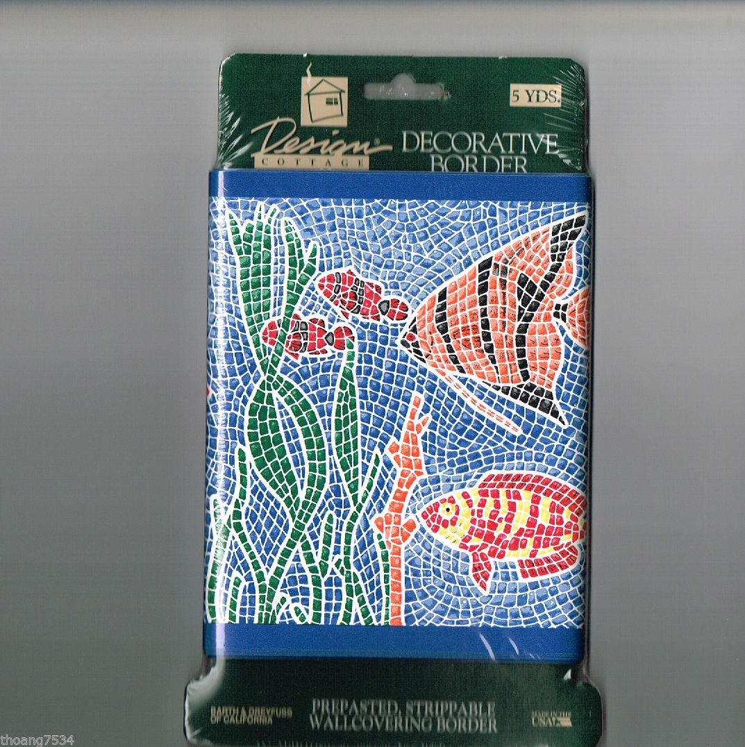 Free download border fish seahorse mosaic tile wallpaper border pattern bjc2130b [1073x1076] for