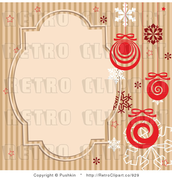 Royalty Retro Brown Striped Funky Background With Snowflakes