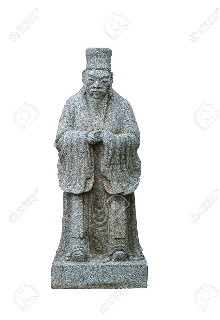 Statue Of Confucius On White Background Stock Photo Picture And