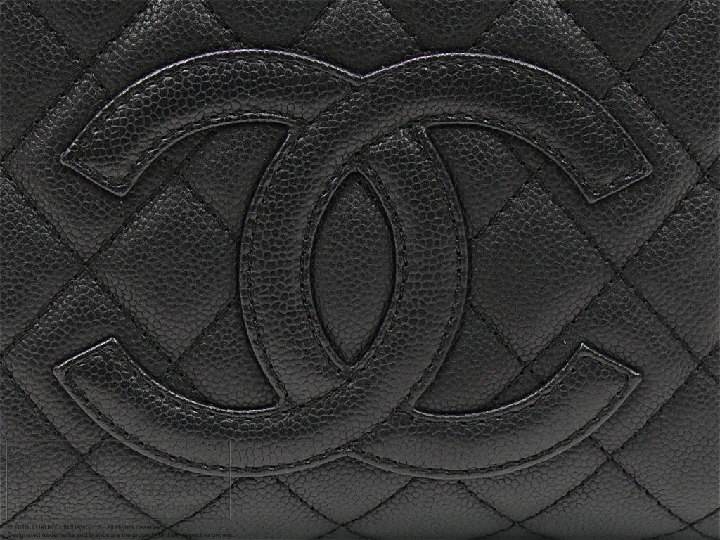 Black Quilted Caviar Leather Petit Shopper Tote Bag By Chanel