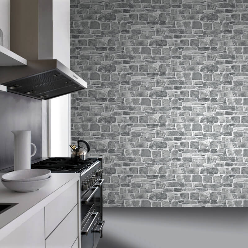 Rasch Stone Effect Grey Wallpaper