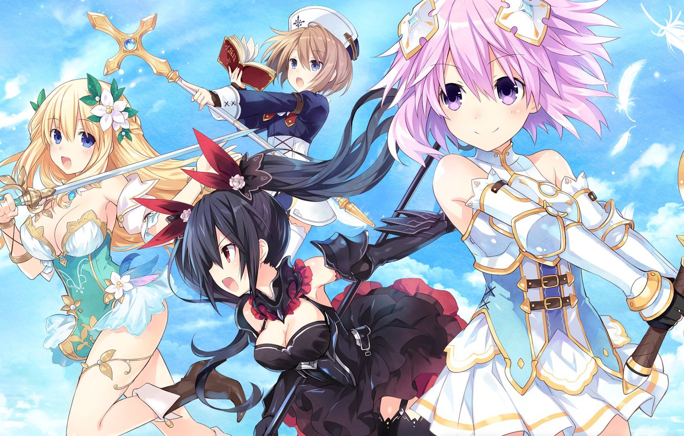 Wallpaper Girls Group Anime Art Hyperdimension Neptunia Image