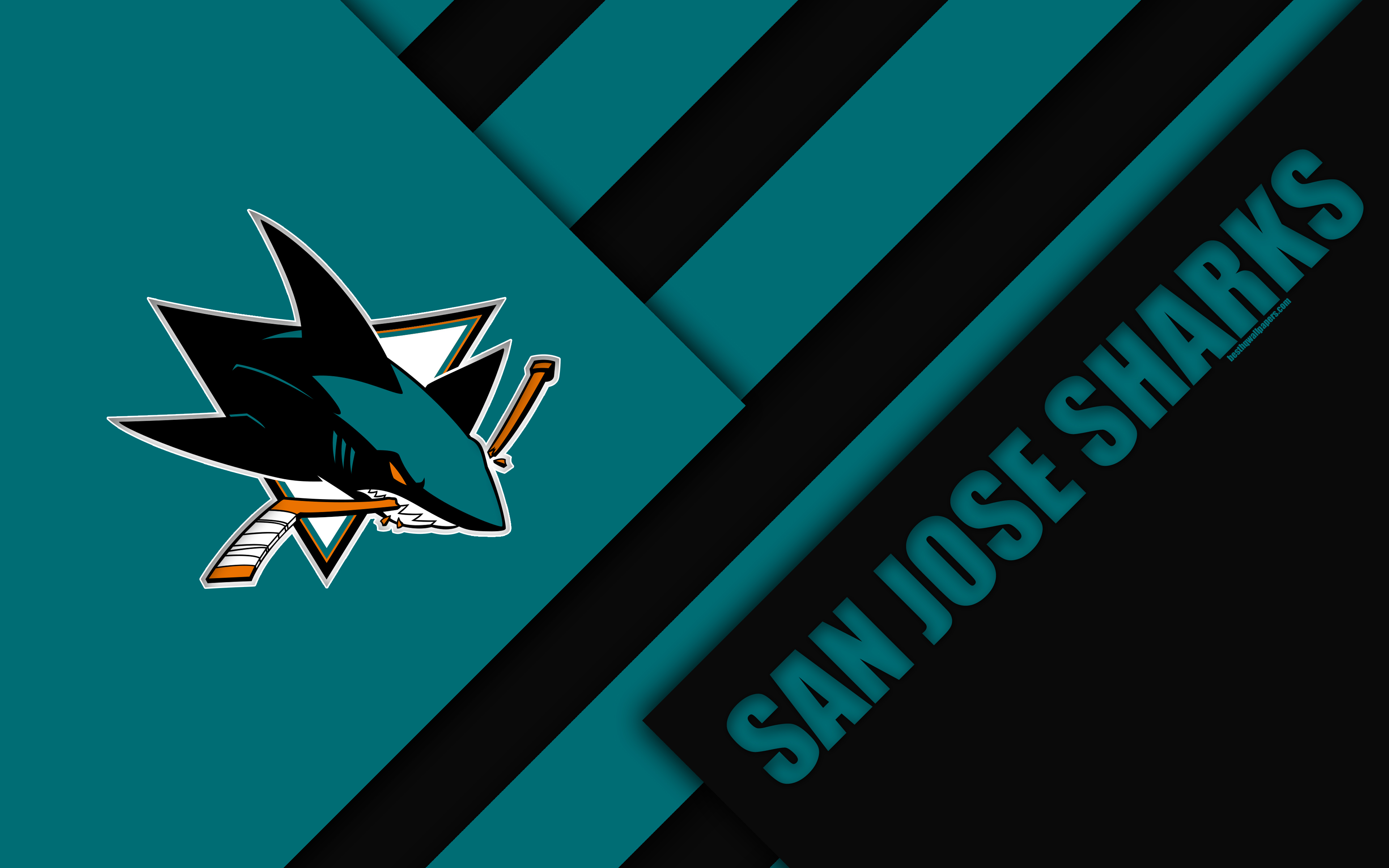 Download wallpapers San Jose Sharks NHL 4k material design