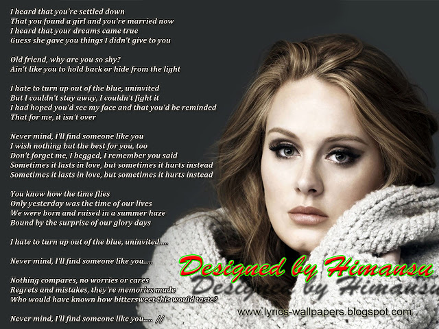 Lyrics Wallpaper Adele Someone Like You