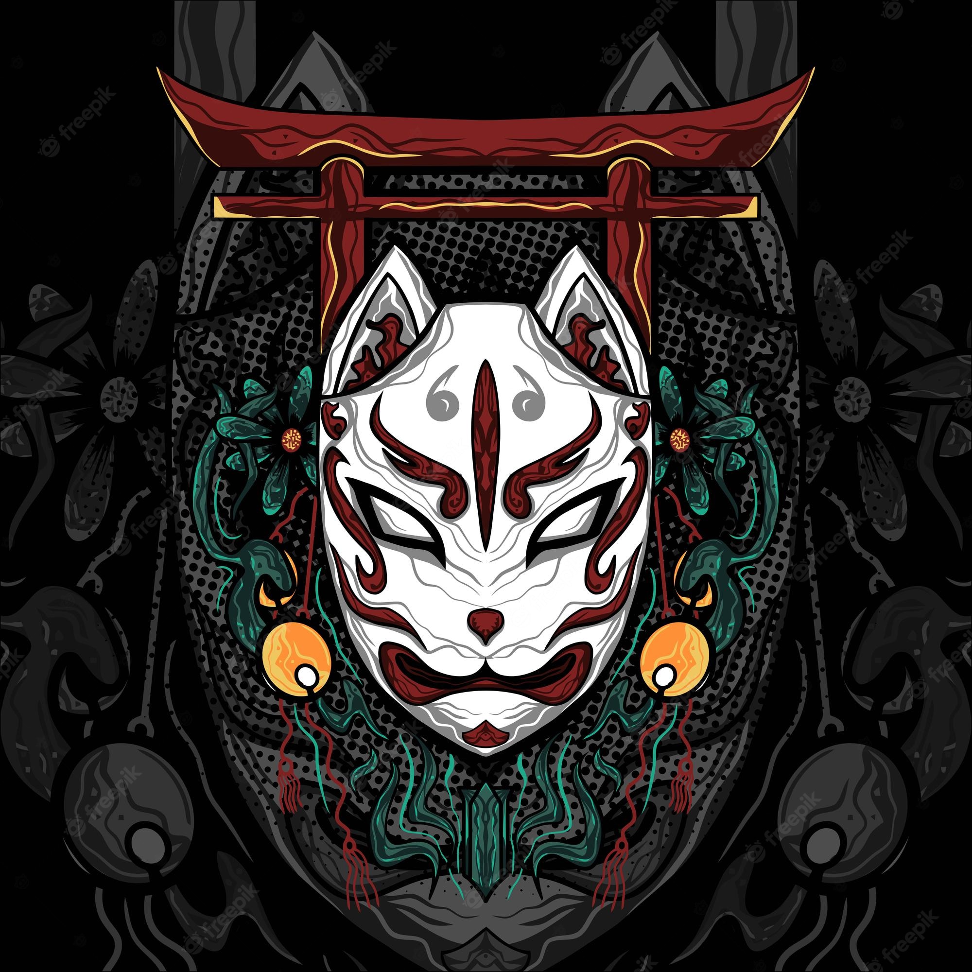 Premium Vector Streetwear design japan kitsune mask vector