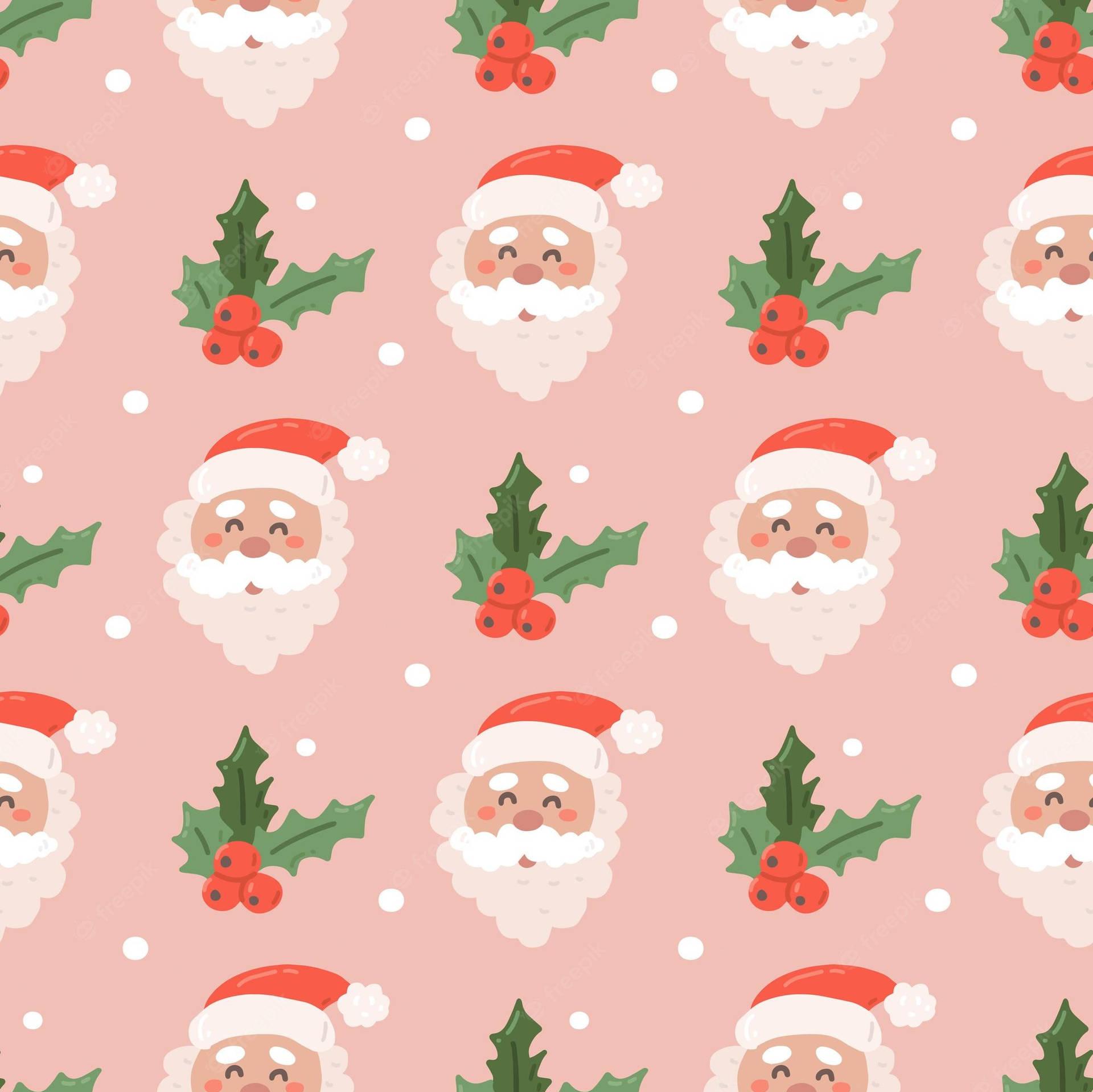 Download Preppy Christmas Santa Claus Pattern Wallpaper