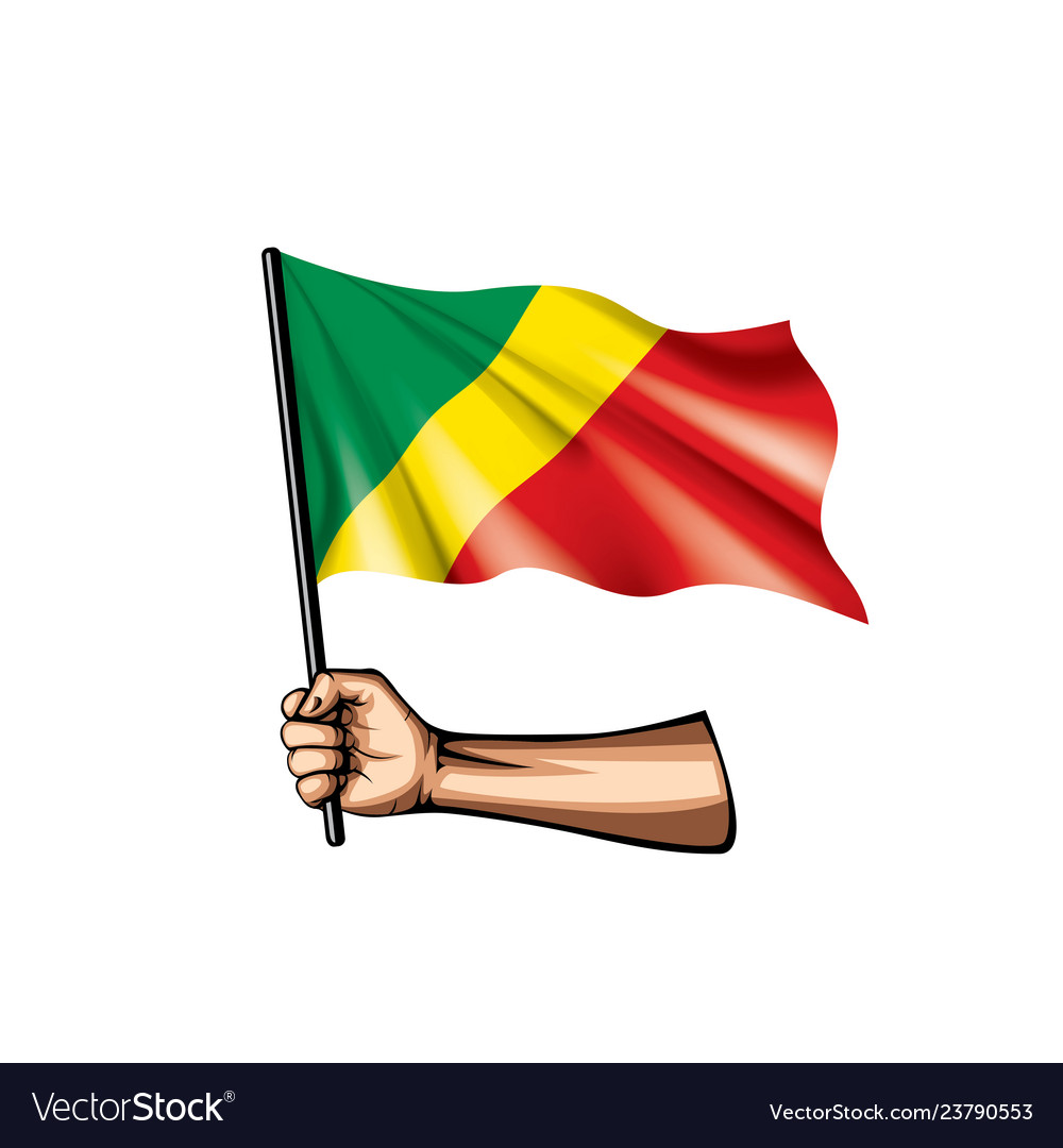 Congo Flag And Hand On White Background Royalty Vector