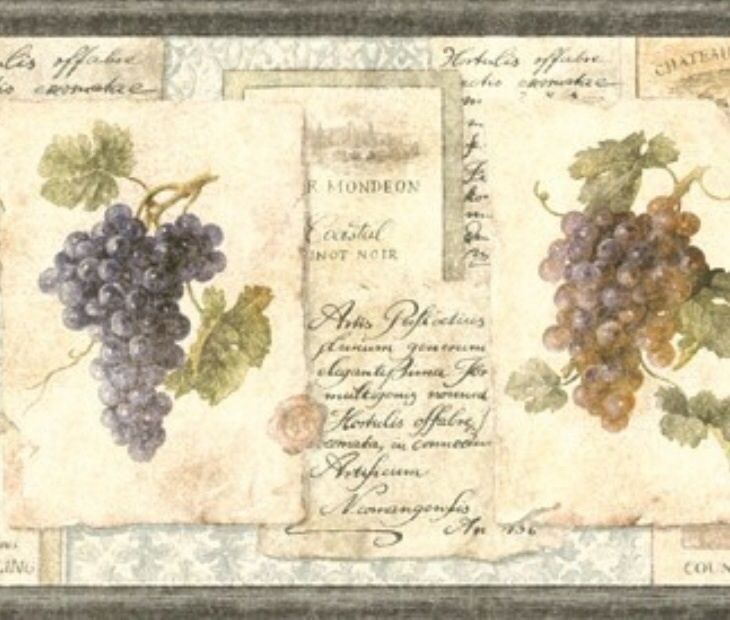 Wallpaper Border Old World Tuscan Grapes And Wine Labels