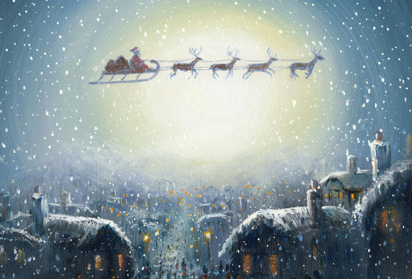 Wallpaper christmas new year paint snow winter santa claus deer