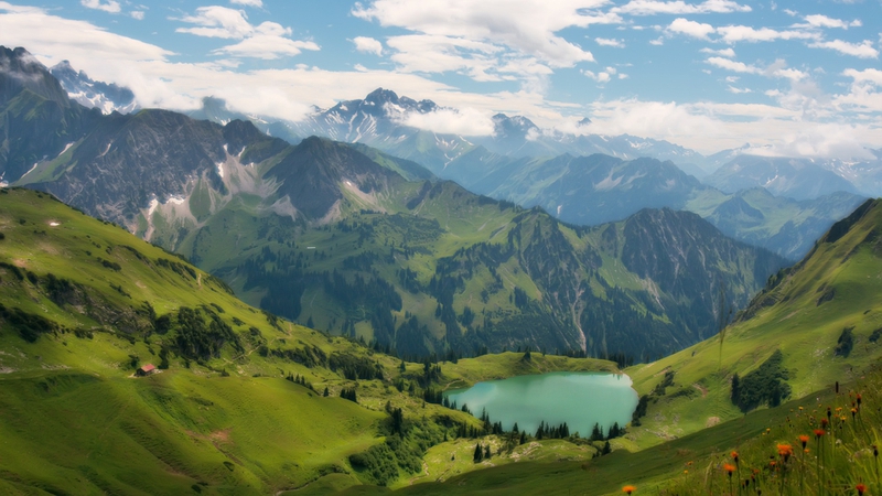 Alpine Landscape Lake Nature Mountains HD Desktop Wallpaper