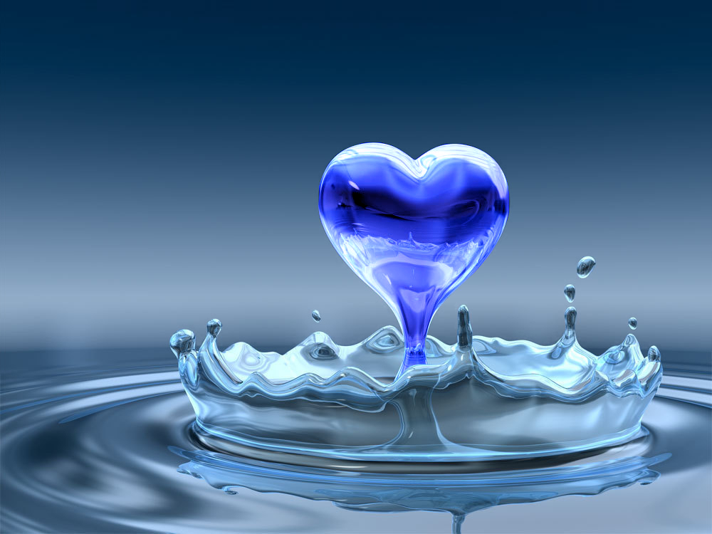 Water Blue Heart Hearts Wallpaper